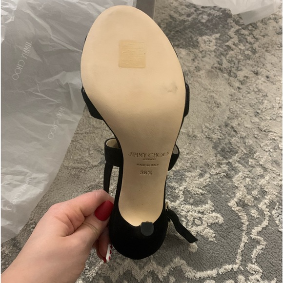 Never worn black suede Jimmy Choo heels. - Picture 3 of 7